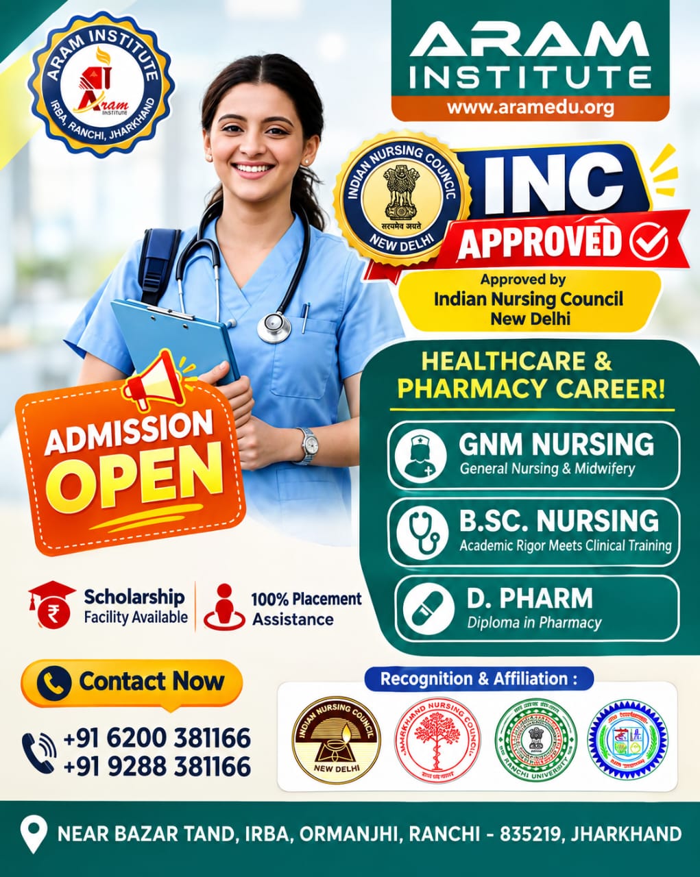 ARAM Institute Admission Open - Nursing and Pharmacy Courses